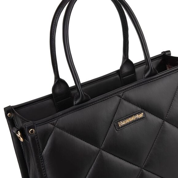 Oversize Puffy Handbag for Women Top Handle Quilted Designer Satchel Black😜 - Picture 3 of 6